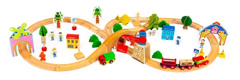 Drewniany pociąg kolejka 74 elementy ECOTOYS ECOTOYS
