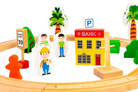 Drewniany pociąg kolejka 74 elementy ECOTOYS ECOTOYS