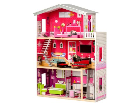 Duży drewniany domek z windą dla lalek - Rezydencja Malibu ECOTOYS ECOTOYS