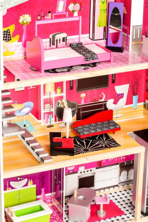 Duży drewniany domek z windą dla lalek - Rezydencja Malibu ECOTOYS ECOTOYS