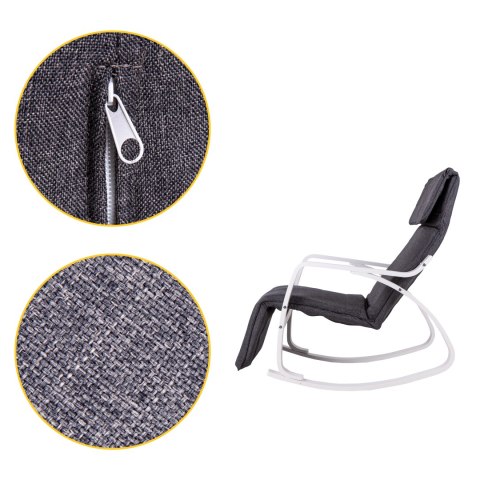 Fotel bujany regulowany podnóżek biała rama ModernHome ModernHome