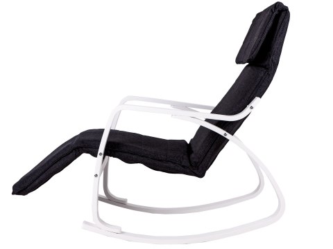 Fotel bujany regulowany podnóżek biało czarny ModernHome ModernHome