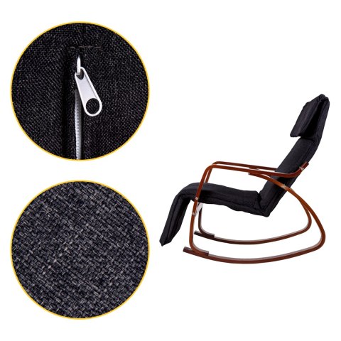 Fotel bujany regulowany podnóżek drewniane ramiona ModernHome ModernHome