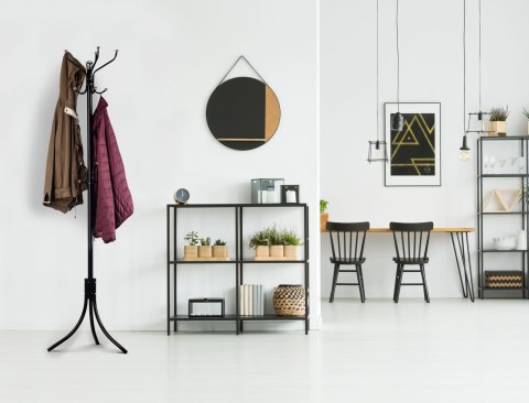 Wieszak stojący 16 haków na ubrania metal czarny ModernHome ModernHome