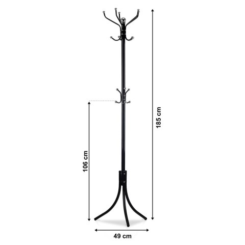 Wieszak stojący 16 haków na ubrania metal czarny ModernHome ModernHome