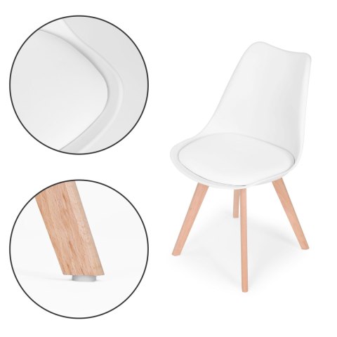 Zestaw 4 krzeseł krzesło do salonu jadalni z poduszką białe ModernHome ModernHome