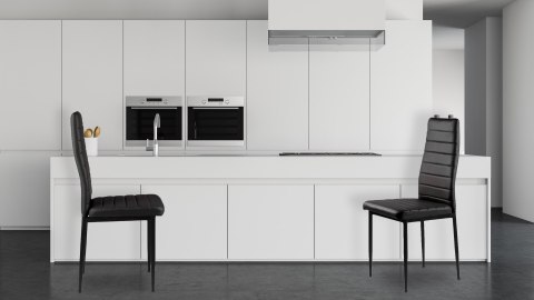 Zestaw krzeseł do jadalni salonu z ekoskóry 4 sztuki wysokie oparcie czarne ModernHome ModernHome