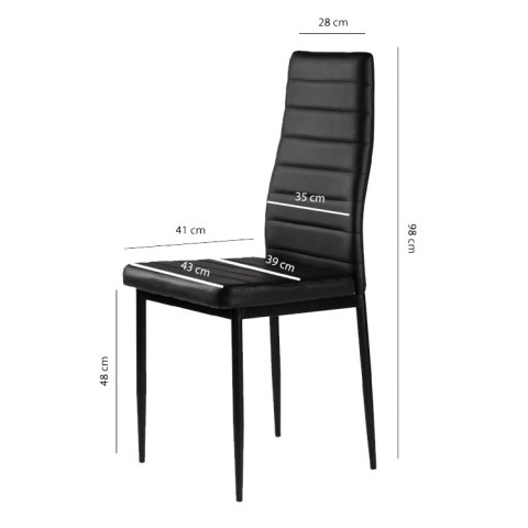 Zestaw krzeseł do jadalni salonu z ekoskóry 4 sztuki wysokie oparcie czarne ModernHome ModernHome