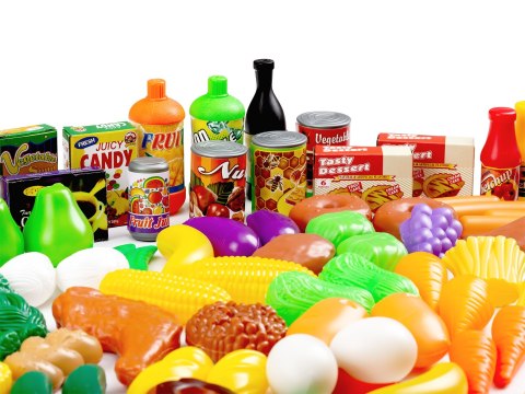 Zestaw produktów spożywczych warzywa owoce do kuchni 120 sztuk MULTISTORE