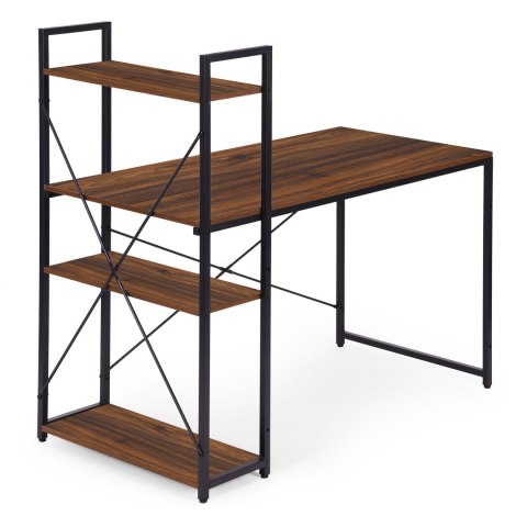 Biurko komputerowe szkolne 120x60 cm regał z 3 półkami ciemny orzech loft ModernHome ModernHome