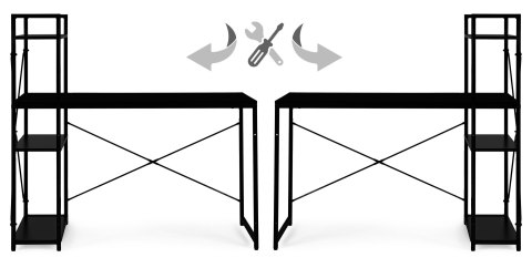 Biurko komputerowe szkolne 120x60 cm regał z 3 półkami czarne ModernHome ModernHome