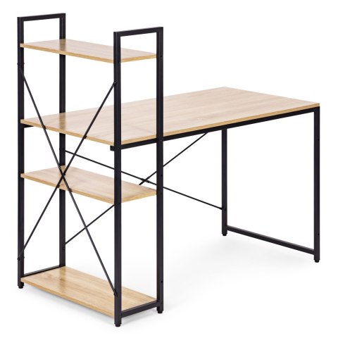 Biurko komputerowe szkolne 120x60 cm regał z 3 półkami loft jasny dąb ModernHome ModernHome