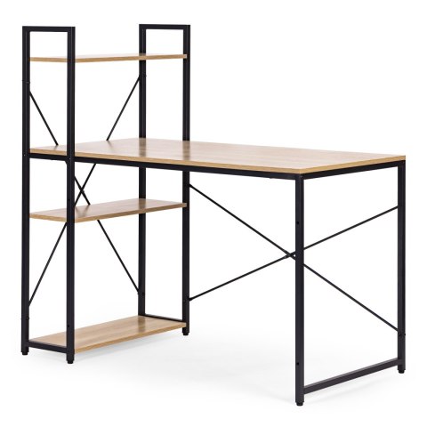 Biurko komputerowe szkolne 120x60 cm regał z 3 półkami loft jasny dąb ModernHome ModernHome