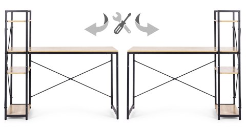 Biurko komputerowe szkolne 120x60 cm regał z 3 półkami loft jasny dąb ModernHome ModernHome