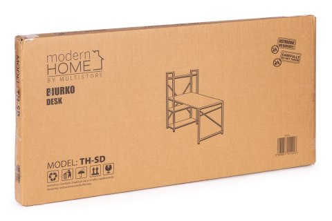 Biurko komputerowe szkolne 120x60 cm regał z 3 półkami loft jasny dąb ModernHome ModernHome