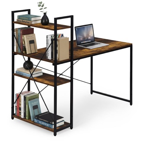 Biurko komputerowe szkolne 120x60 cm regał z 3 półkami postarzany orzech loft ModernHome ModernHome