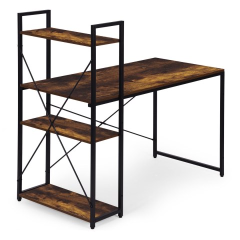 Biurko komputerowe szkolne 120x60 cm regał z 3 półkami postarzany orzech loft ModernHome ModernHome