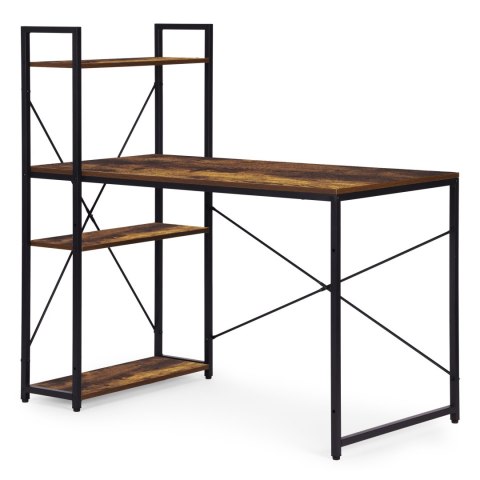 Biurko komputerowe szkolne 120x60 cm regał z 3 półkami postarzany orzech loft ModernHome ModernHome