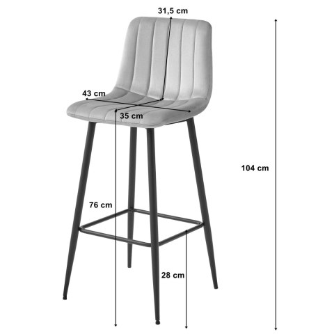 Hoker POZZA - aksamit ciemny beż / nogi czarne x 3