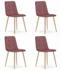Krzesło KARA - różowy aksamit / nogi kolor drewna x 4