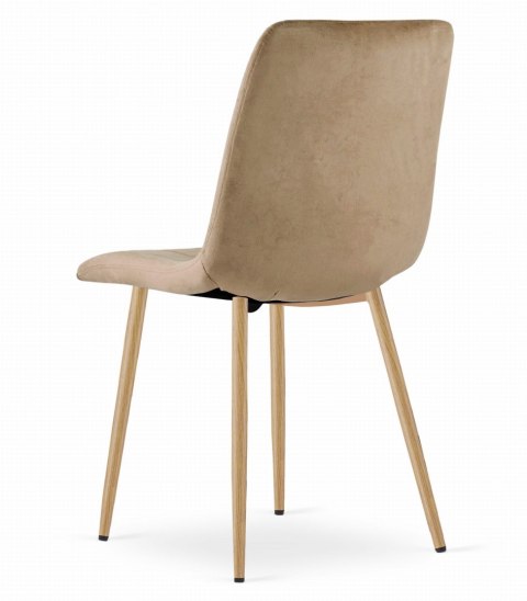 Krzesło LAVA - brązowy aksamit / nogi kolor drewna x 4