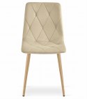 Krzesło LIBRA - jasny beż aksamit / nogi kolor drewna x 2