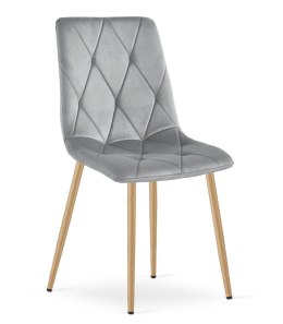 Krzesło LIBRA - jasny szary aksamit / nogi kolor drewna x 1