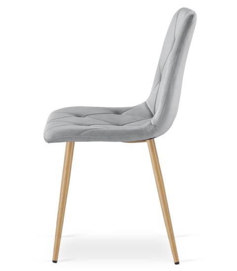 Krzesło LIBRA - jasny szary aksamit / nogi kolor drewna x 1
