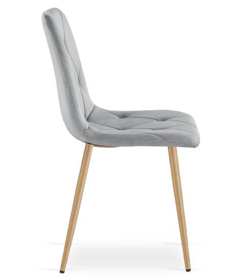 Krzesło LIBRA - jasny szary aksamit / nogi kolor drewna x 2