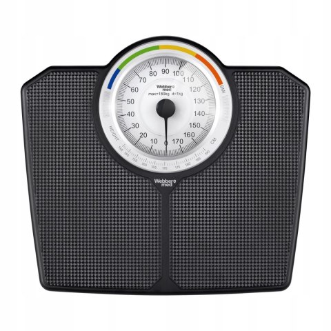 Klasyczna waga łazienkowa mechaniczna analogowa do 180 kg czarna WEBBER BMI ELDOM