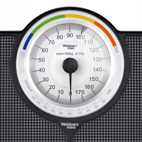 Klasyczna waga łazienkowa mechaniczna analogowa do 180 kg czarna WEBBER BMI ELDOM