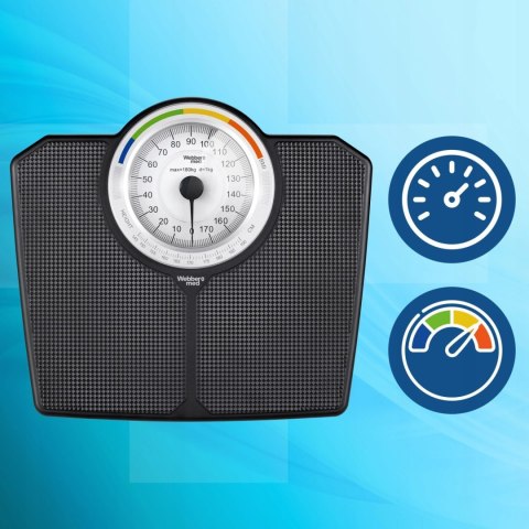 Klasyczna waga łazienkowa mechaniczna analogowa do 180 kg czarna WEBBER BMI ELDOM
