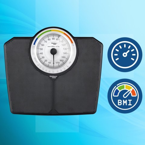 Klasyczna waga łazienkowa mechaniczna analogowa do 180 kg czarna WEBBER BMI ELDOM