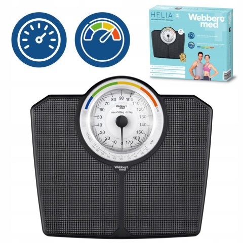 Klasyczna waga łazienkowa mechaniczna analogowa do 180 kg czarna WEBBER BMI ELDOM