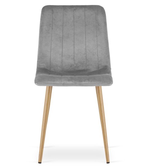 Krzesło LAVA - jasny szary aksamit / nogi kolor drewna x 3