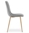 Krzesło LAVA - jasny szary aksamit / nogi kolor drewna x 3