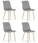 Krzesło LAVA - jasny szary aksamit / nogi kolor drewna x 4