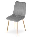 Krzesło LAVA - jasny szary aksamit / nogi kolor drewna x 4