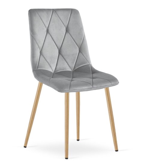 Krzesło LIBRA - jasny szary aksamit / nogi kolor drewna x 3