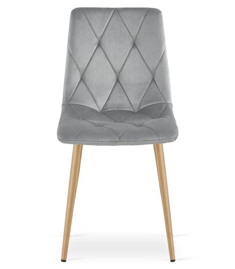 Krzesło LIBRA - jasny szary aksamit / nogi kolor drewna x 3