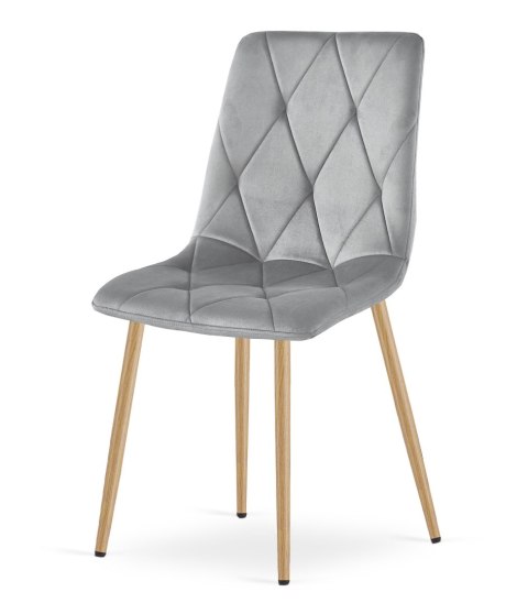 Krzesło LIBRA - jasny szary aksamit / nogi kolor drewna x 3