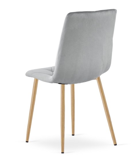 Krzesło LIBRA - jasny szary aksamit / nogi kolor drewna x 4