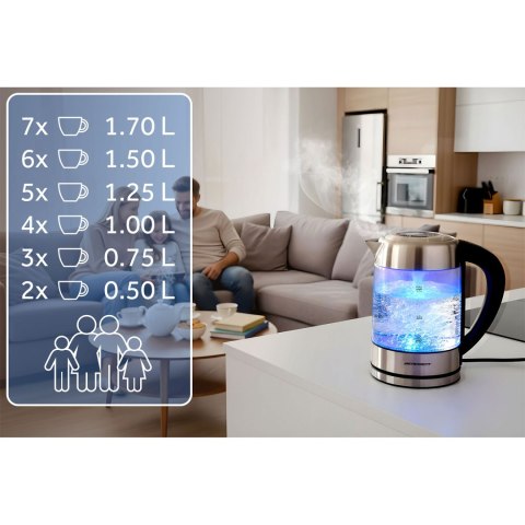 Czajnik elektryczny szklany z regulacją temperatury 1,7l 2200W Berdsen BD-714