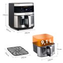 Frytkownica beztłuszczowa Air fryer duża frytownica 9,1l Berdsen 1700 W BD-656 srebrna