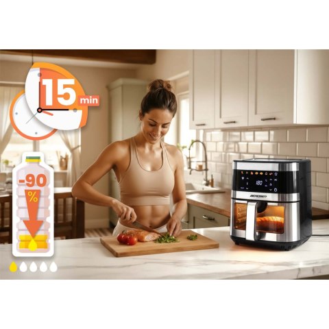 Frytkownica beztłuszczowa Air fryer duża frytownica 9,1l Berdsen 1700 W BD-656 srebrna