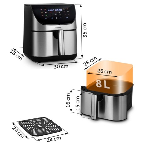 Frytkownica beztłuszczowa Air fryer frytownica 8l Berdsen 1700W BD-659 srebrna