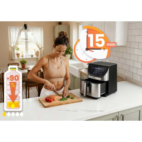 Frytkownica beztłuszczowa Air fryer frytownica 8l Berdsen 1700W BD-659 srebrna