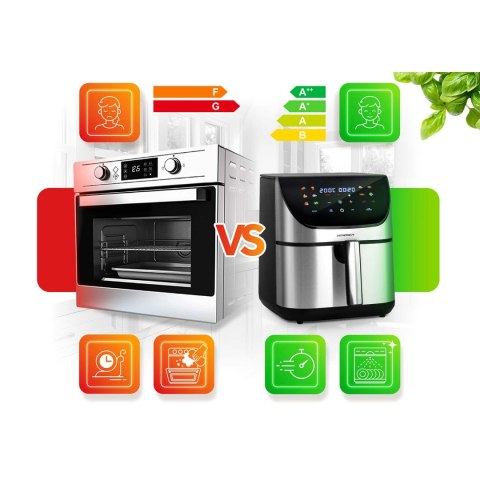 Frytkownica beztłuszczowa Air fryer frytownica 8l Berdsen 1700W BD-659 srebrna