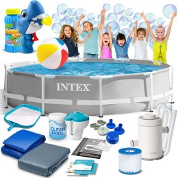Basen ogrodowy stelażowy 305 x 76 cm 15w1 INTEX 26702 + maszynka do baniek GRATIS
