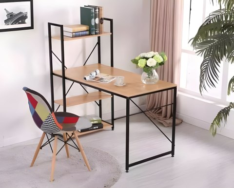 Biurko komputerowe drewniane regał z półkami loft ModernHome